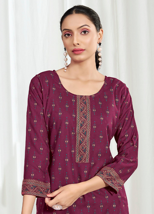 Heavy Rayon Mombay Fabric Multi Print - LTT09 Magenta