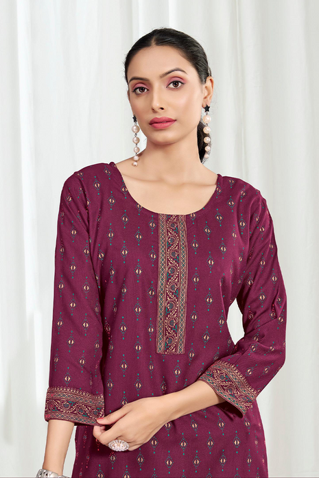 Heavy Rayon Mombay Fabric Multi Print - LTT09 Magenta