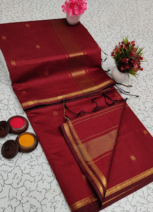 Luna Silk Cotton Sarees - LTS77 Dark Red