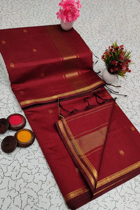 Luna Silk Cotton Sarees - LTS77 Dark Red