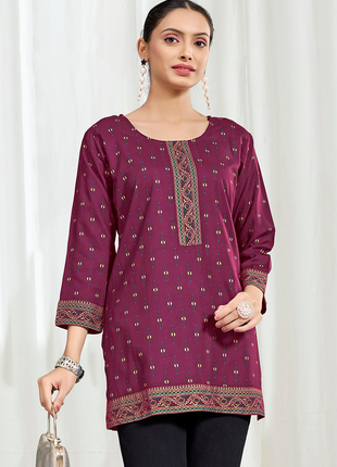 Heavy Rayon Mombay Fabric Multi Print - LTT09 Magenta