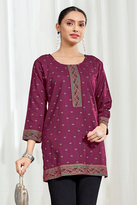 Heavy Rayon Mombay Fabric Multi Print - LTT09 Magenta