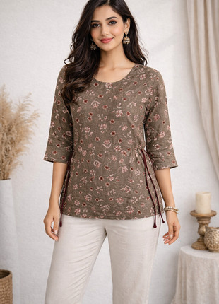 Brown With Floral Print - LTC24