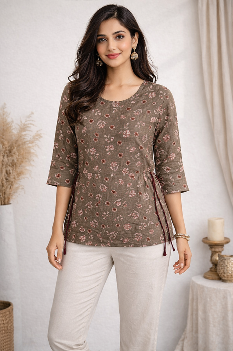 Brown With Floral Print - LTC24