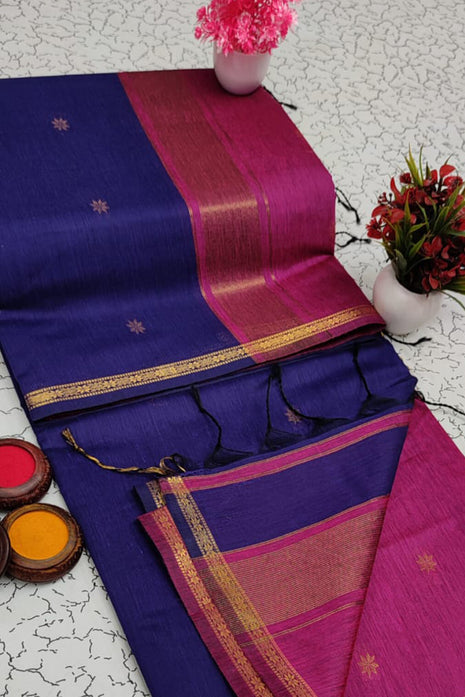 Luna Silk Cotton Sarees - LTS57 Violet & Pink