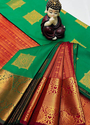Kanchipuram Handloom Soft Silk Saree - LTS135 Green & Maroon
