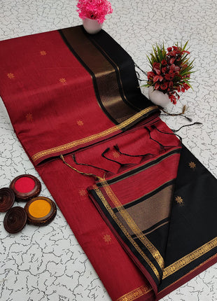Luna Silk Cotton Sarees - LTS76 Maroon & Black