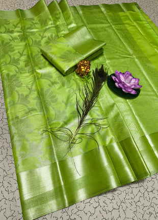 Tissue Kota Jari Model Sarees - LTS11 Leaf Green