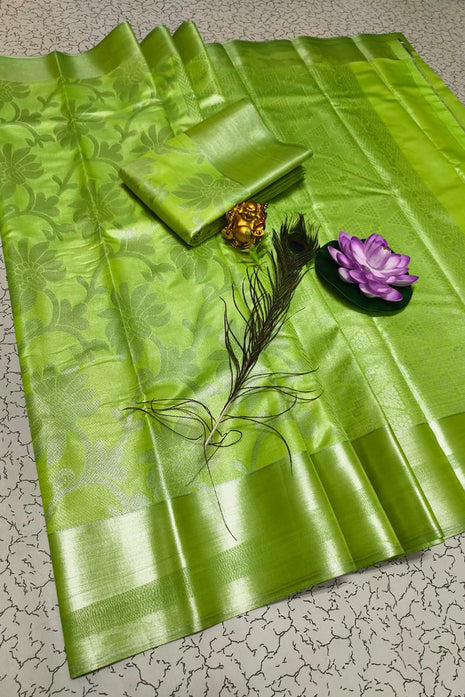 Tissue Kota Jari Model Sarees - LTS11 Leaf Green