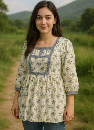 White With Floral Deign - LTC03