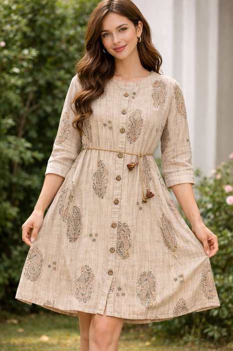 Beige With Multicolor Prints - LTC36