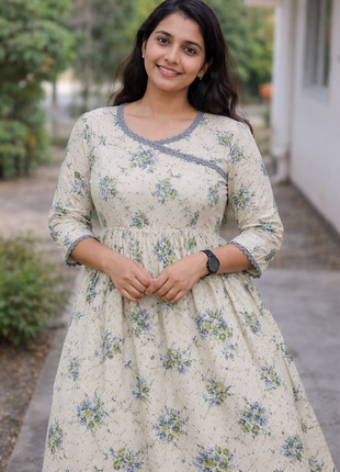 Light Cream With Floral Prints - LTC32