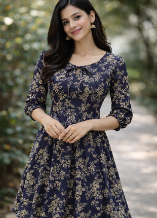 Navyblue With Floral Prints - LTC35