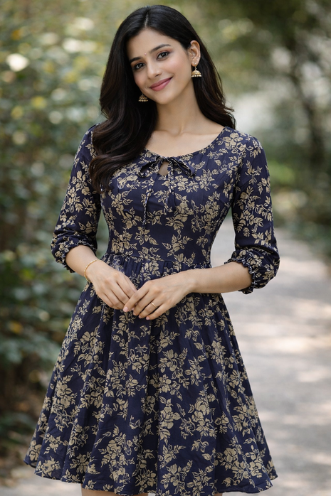 Navyblue With Floral Prints - LTC35
