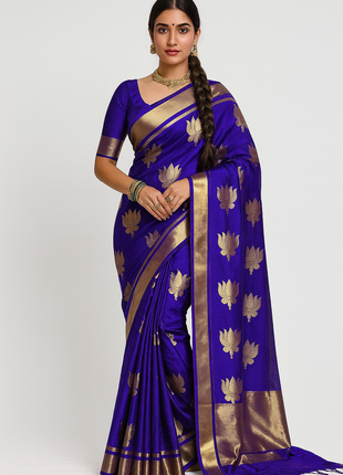 Lotus Glow Saree Royal Blue