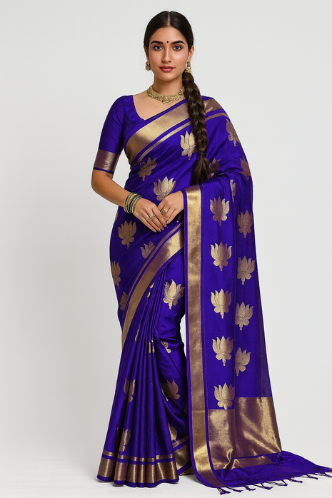 Lotus Glow Saree Royal Blue