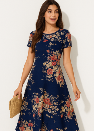 Luna Ethereal Bloom Fit & Flare - LTM01 Navy Blue