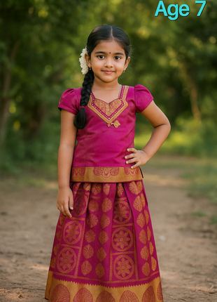 Pinkish Magenta With Gold - Soft Silk Cotton