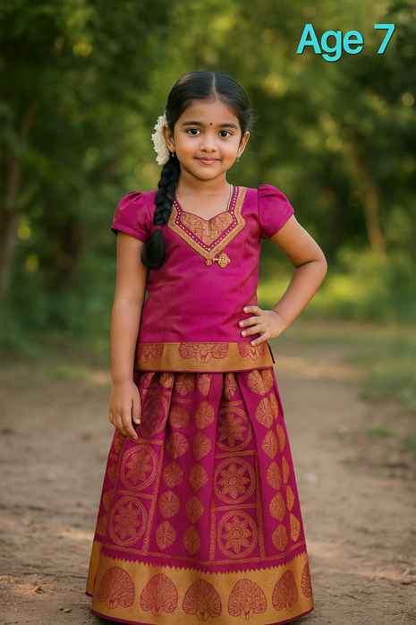Pinkish Magenta With Gold - Soft Silk Cotton