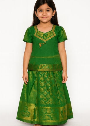 Green With Gold - Soft Silk Cotton