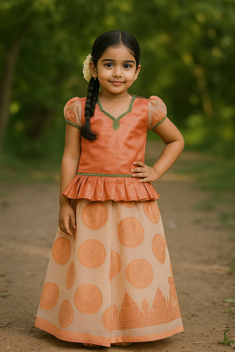 Peach With White - Soft Silk Cotton