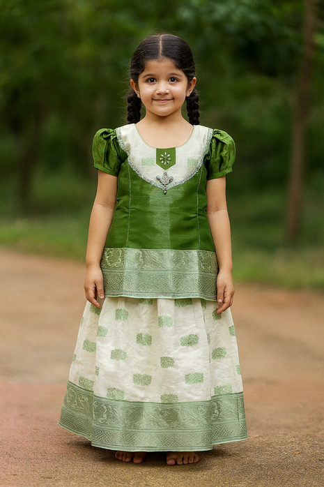 Green With White - Soft Silk Cotton