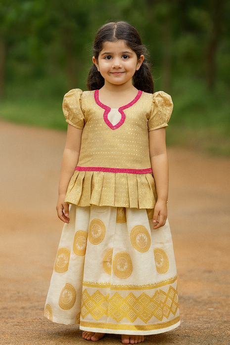 Light Gold With White - Soft Silk Cotton