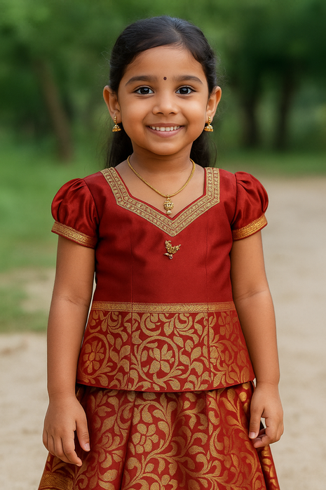 Deep Marron With Gold - Soft Silk Cotton