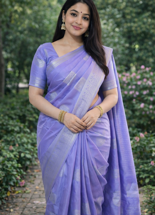 Kanchipuram Handloom Soft Silk Saree - LTS124 Lavender & Silver