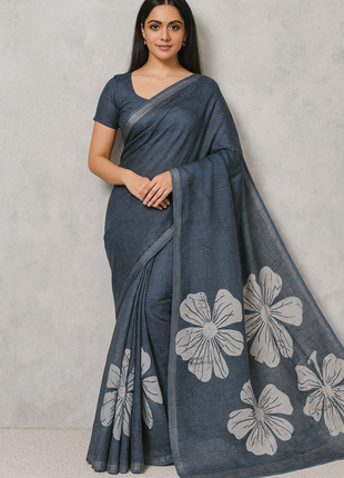 Original Linen Cotton - LT40 saree Grey