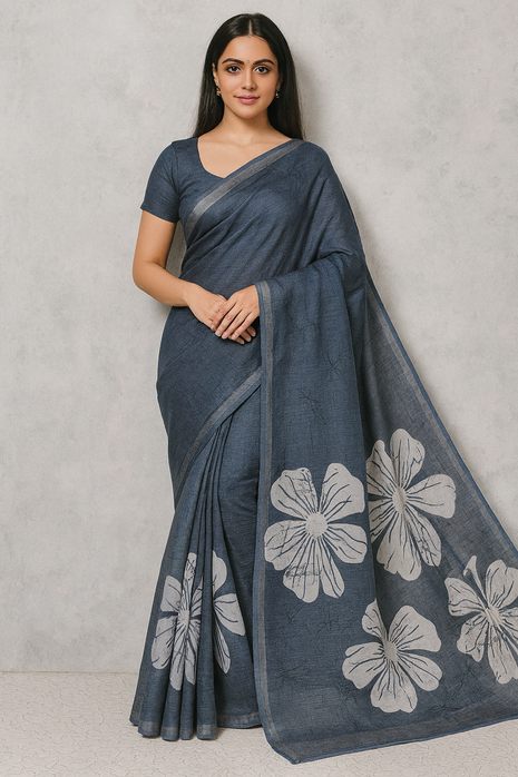 Original Linen Cotton - LT40 saree Grey