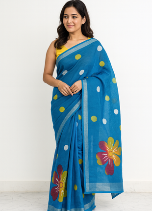 Original Linen Cotton sarees - LT55 Blue