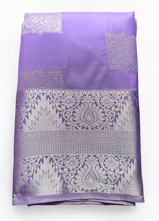 Kanchipuram Handloom Soft Silk Saree - LTS122 Lavender & Silver
