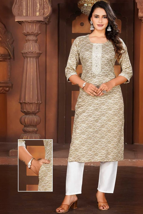 Luna Charm Beige Kurti Set - LTK03