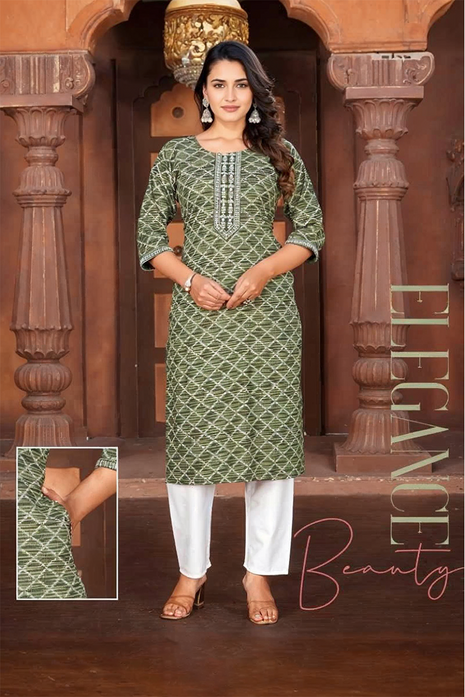 Luna Charm Green Kurti Set - LTK01