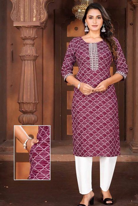 Luna Charm Wine  Kurti Set - LTK02