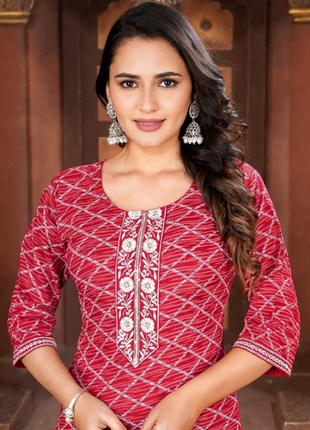 Luna Charm Red Kurti Set - LTK06