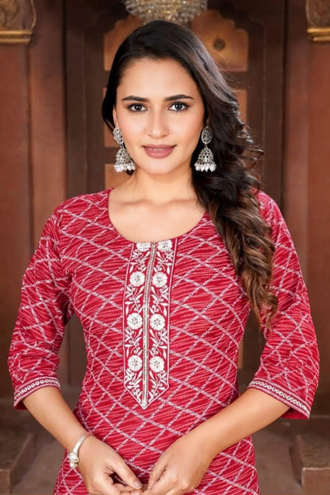 Luna Charm Red Kurti Set - LTK06