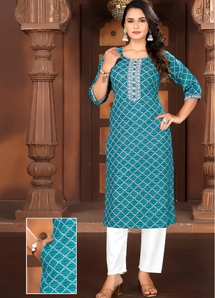 Luna Charm Teal Green Kurti Set - LTK04