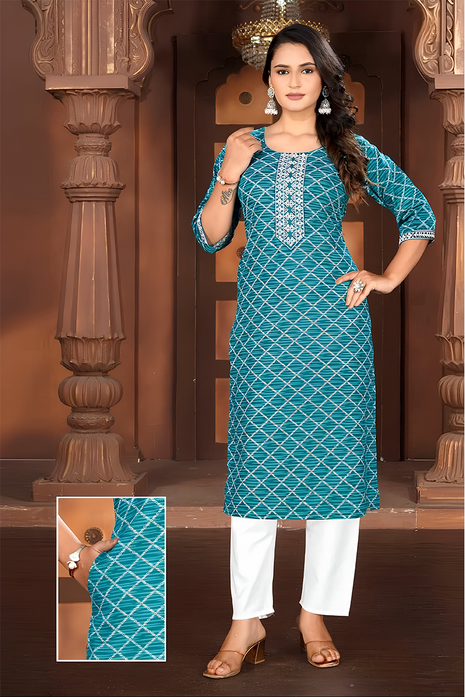 Luna Charm Teal Green Kurti Set - LTK04