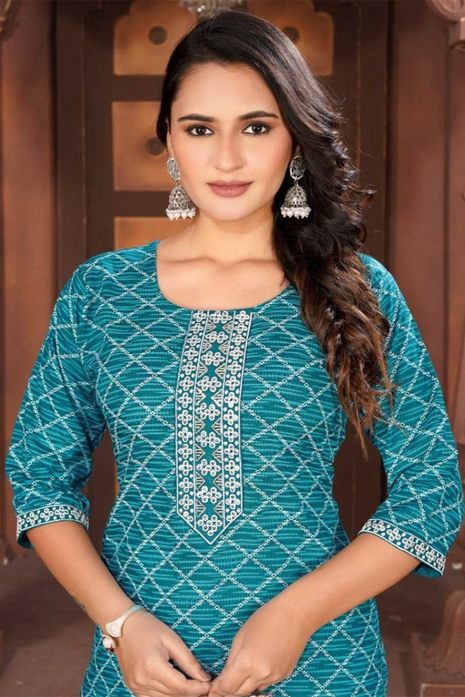Luna Charm Teal Green Kurti Set - LTK04