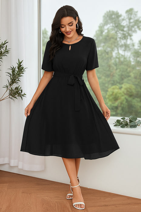 Luna Bloom Black Fit & Flare Dress - LTM10