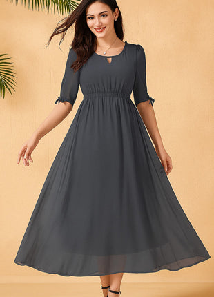 Luna Grace Grey Flare Long Dress - LTM17