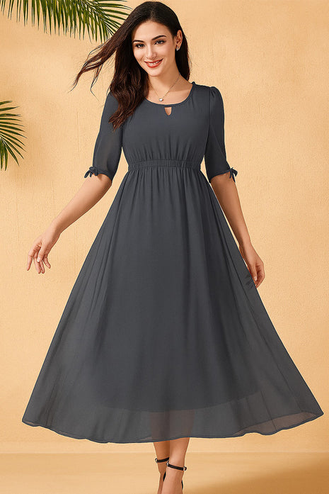 Luna Grace Grey Flare Long Dress - LTM17