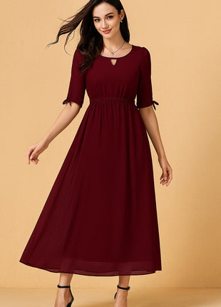 Luna Grace Maroon Flare Long Dress - LTM16