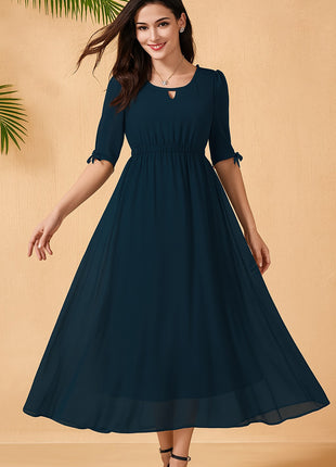 Luna Grace Teal Blue Flare Long Dress - LTM14