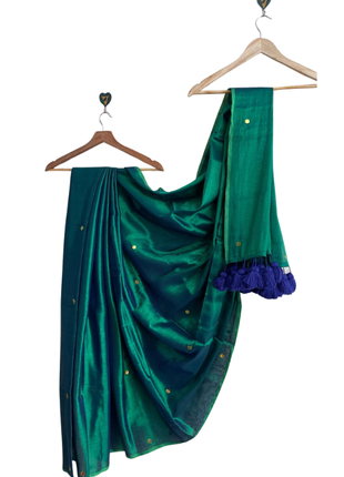 Premium Quality Raga Tissue Soft Silk Saree -  LTS142 Green & Teal Mix