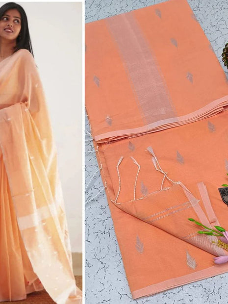 Luna Silk Cotton Saree - LTS64 Dark Peach
