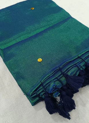 Premium Quality Raga Tissue Soft Silk Saree -  LTS142 Green & Teal Mix