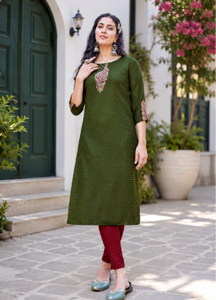 Heavy Rayon Dobby - LTT02 Olive Green